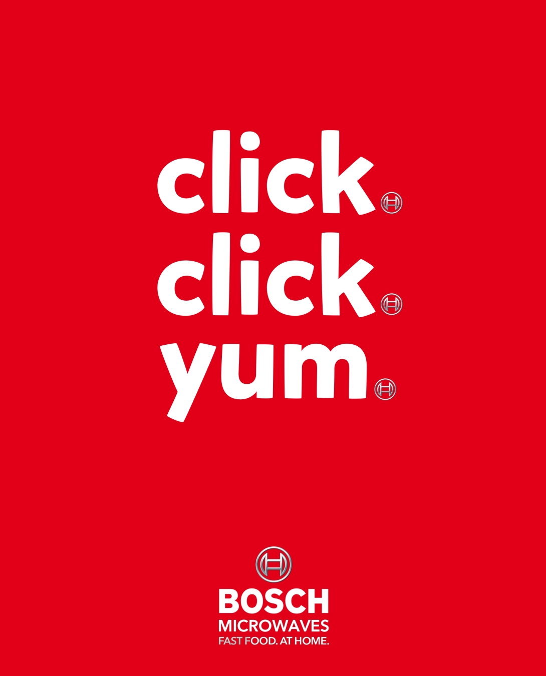 advertising concept for a microwave brand - click click yum - fast food at home
