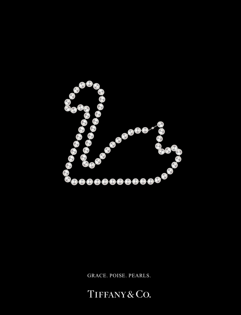 advertising concept for a luxury jewellery brand - grace, poise, pearls, Tiffany